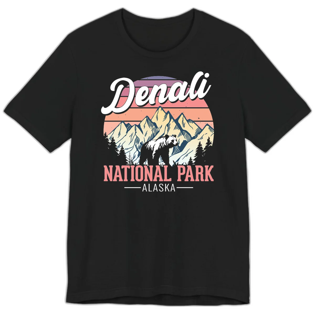 Denali National Park Sunset Peaks Premium Tee in Black