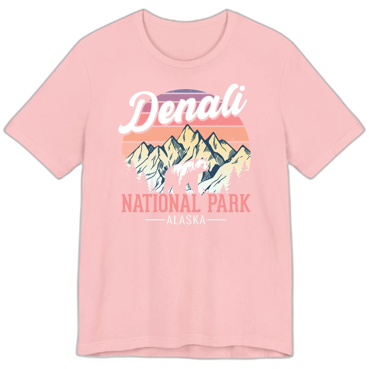 Denali National Park Sunset Peaks Premium Tee in Pink