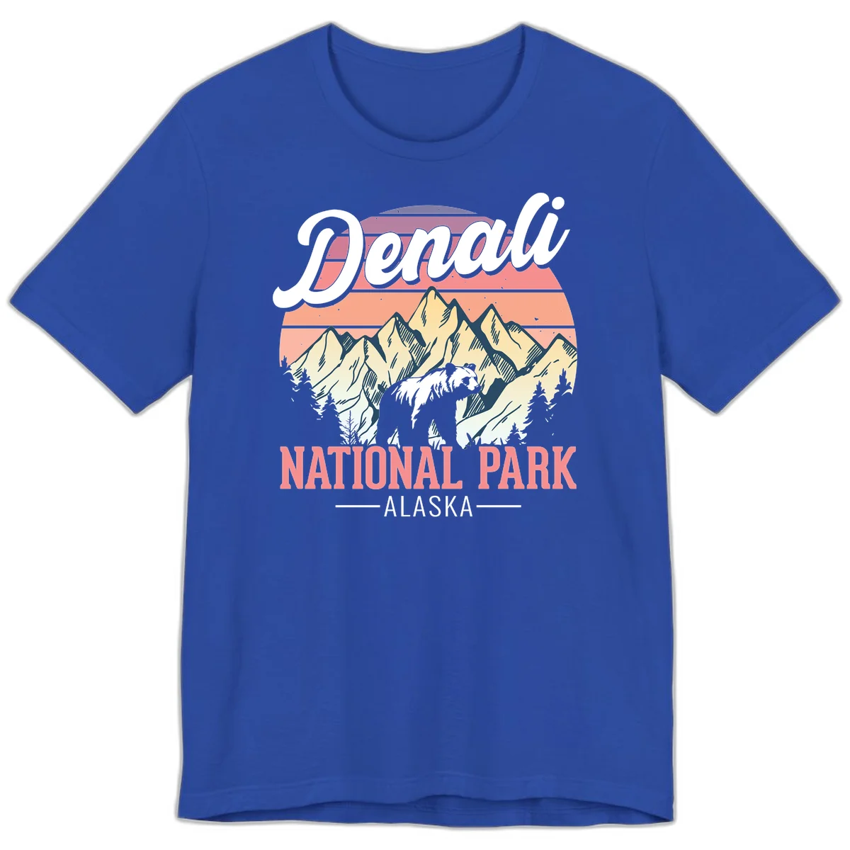 Denali National Park Sunset Peaks Premium Tee in True Royal