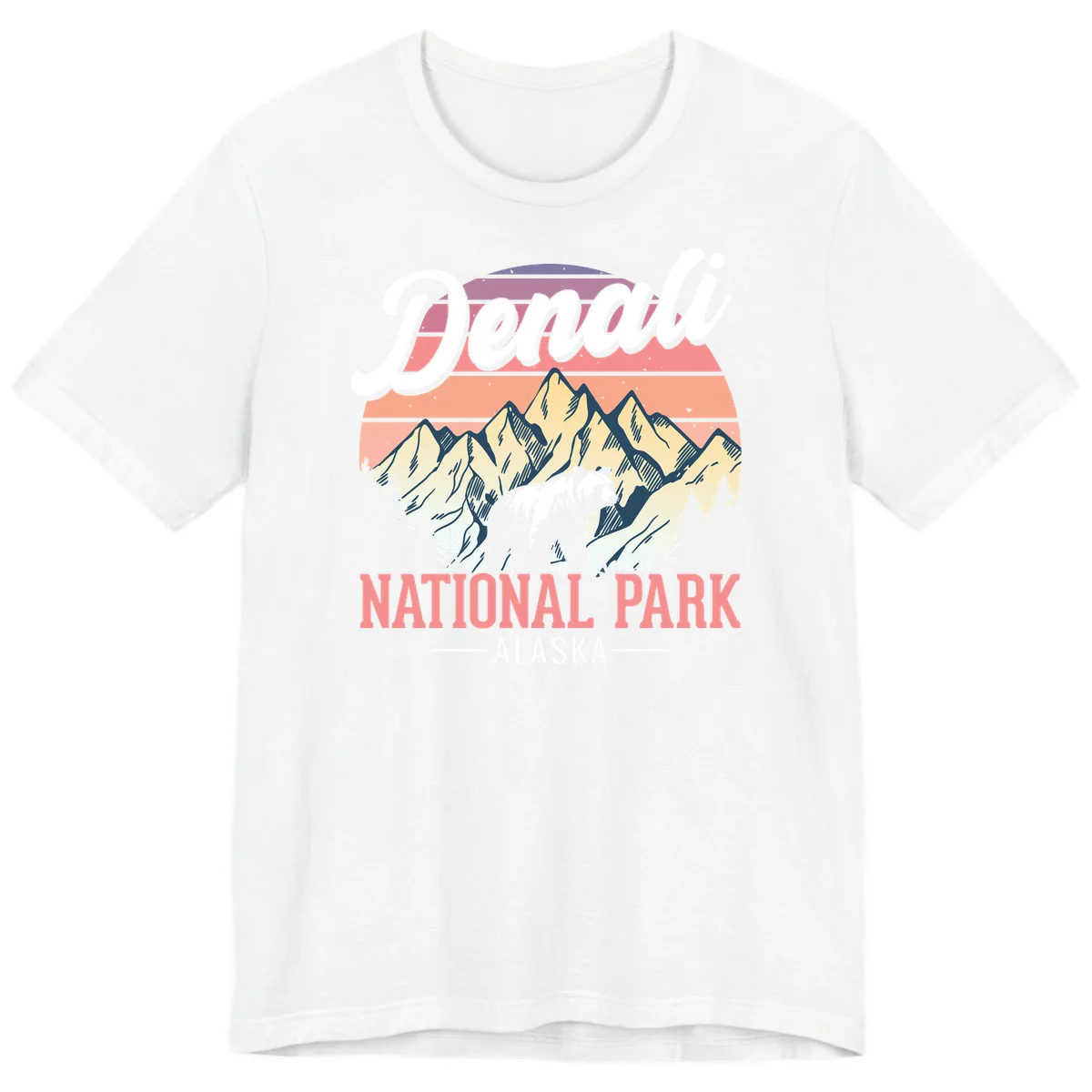 Denali National Park Sunset Peaks Premium Tee in White