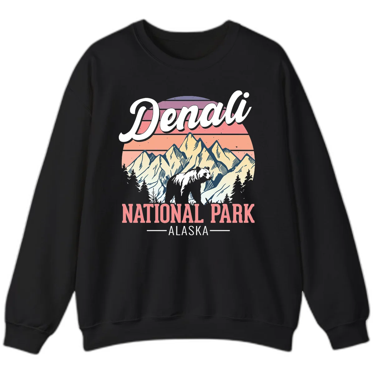 Denali National Park Sunset Peaks Sweatshirt in Black