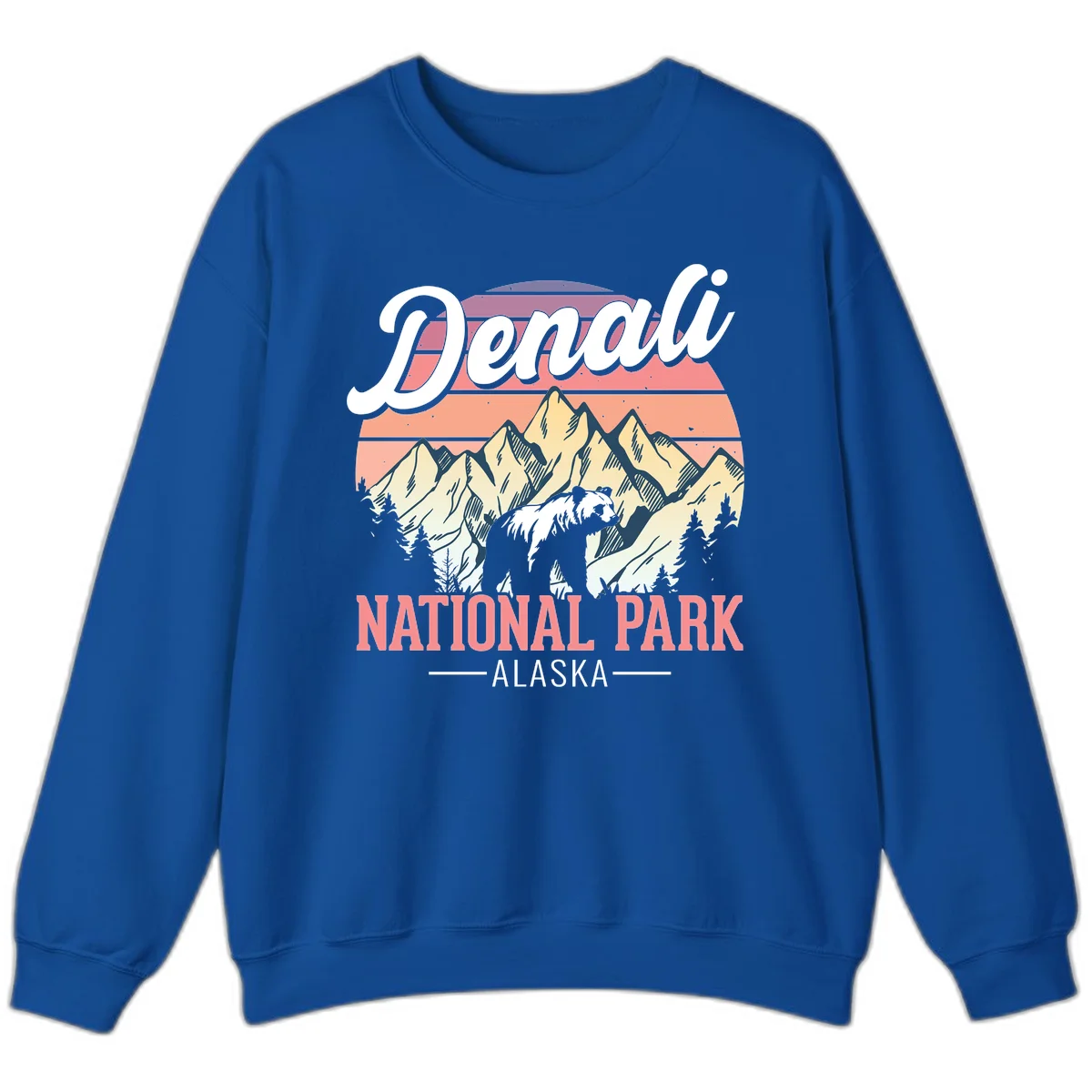 Denali National Park Sunset Peaks Sweatshirt in Royal