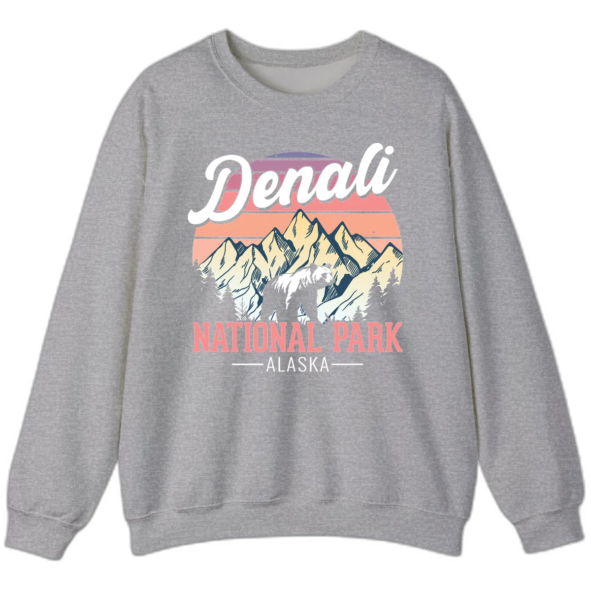 Denali National Park Sunset Peaks Sweatshirt in Sport Grey