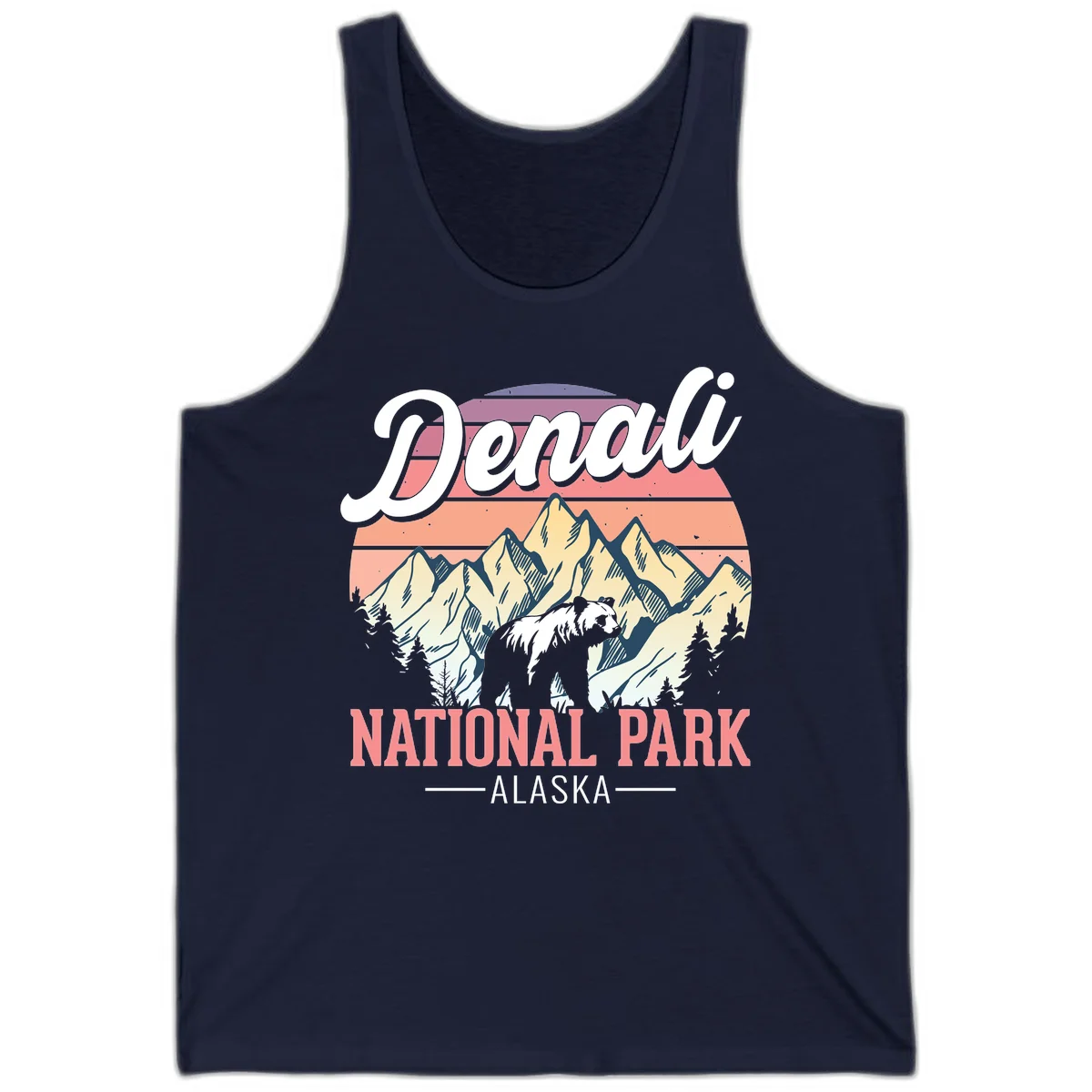 Denali National Park Sunset Peaks Tank in Navy