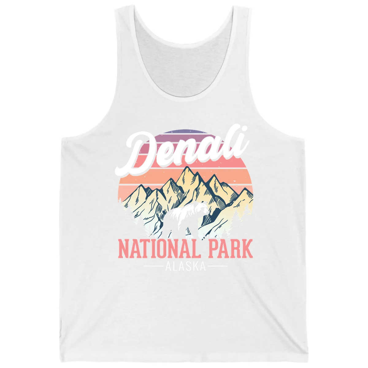 Denali National Park Sunset Peaks Tank in White