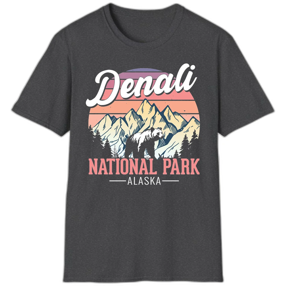 Denali National Park Sunset Peaks T-Shirt in Dark Heather