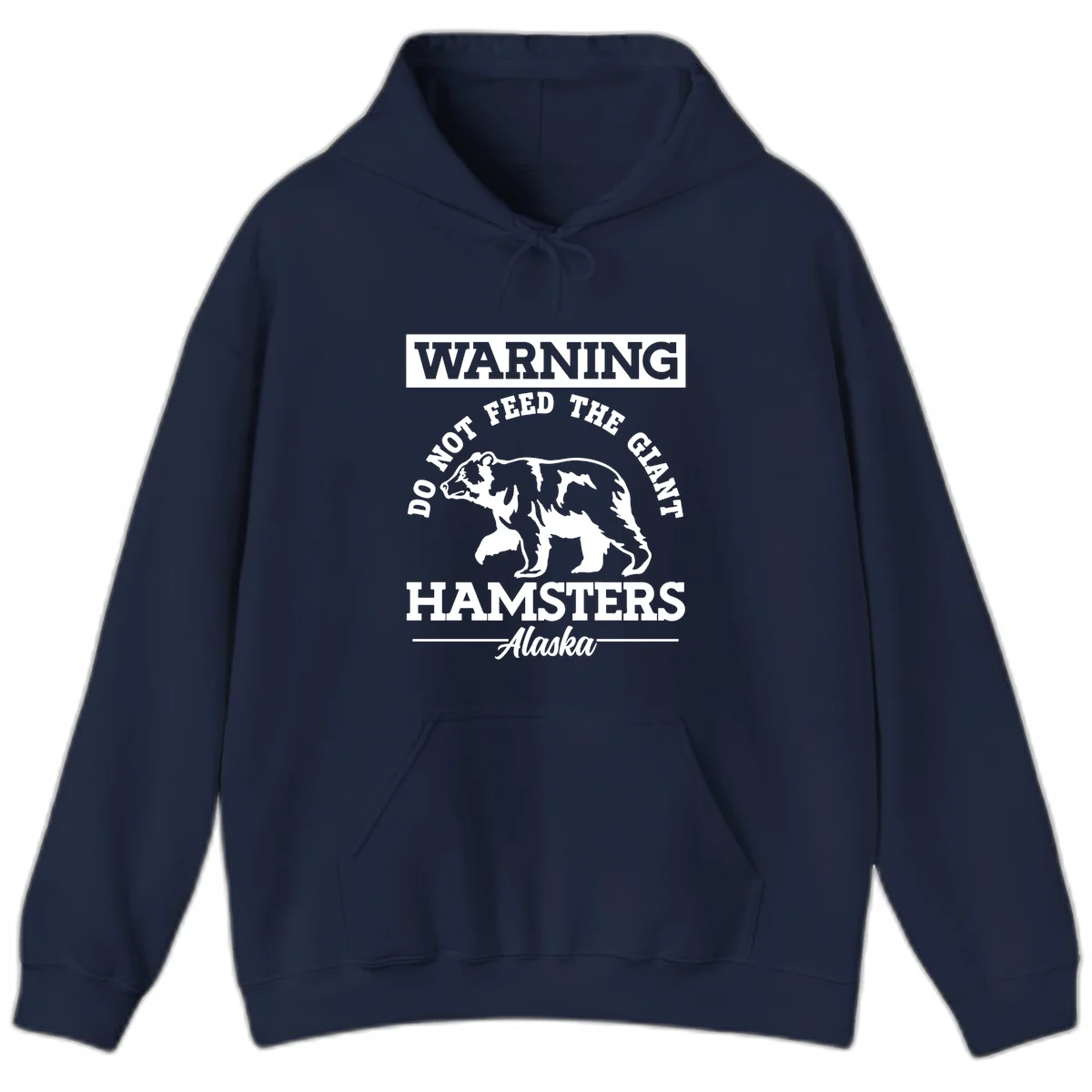 Do Not Feed The Giant Hamsters Alaska Hoodie in Navy