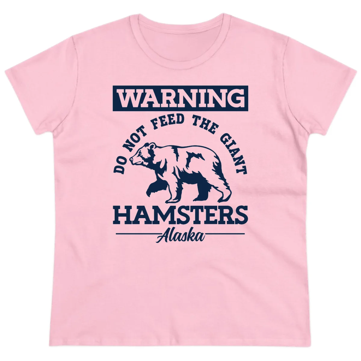 Do Not Feed The Giant Hamsters Alaska Ladies Tee in Light Pink