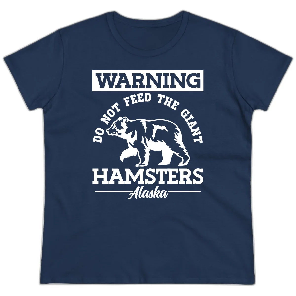 Do Not Feed The Giant Hamsters Alaska Ladies Tee in Navy