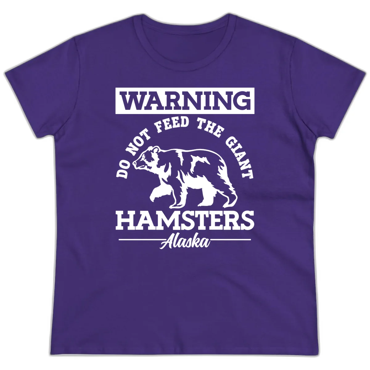 Do Not Feed The Giant Hamsters Alaska Ladies Tee in Purple