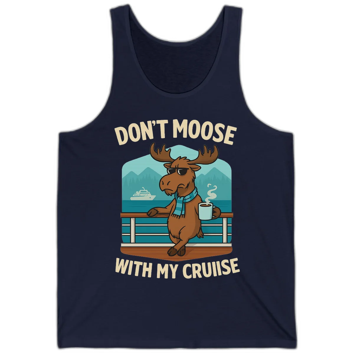 Don't Moose With My Cruise Tank Top in Navy