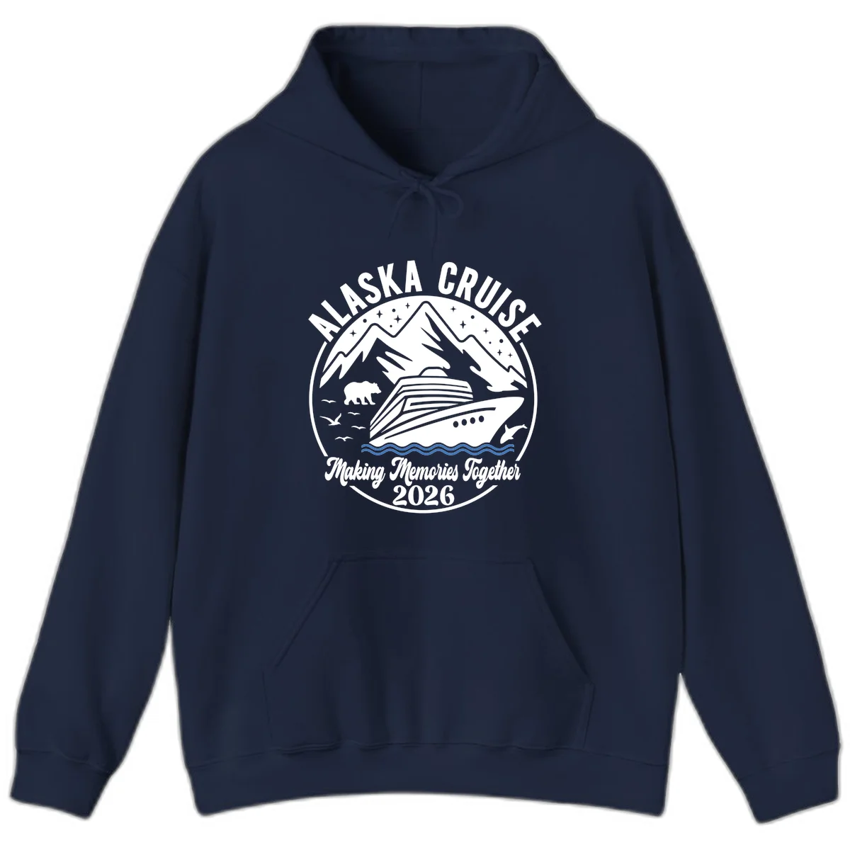 Minimalist Nautical Double Blue Ocean Waves Hoodie in Navy