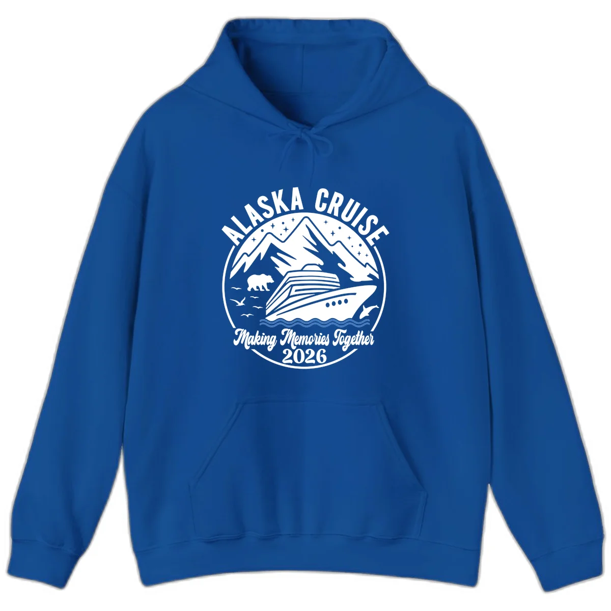 Minimalist Nautical Double Blue Ocean Waves Hoodie in Royal