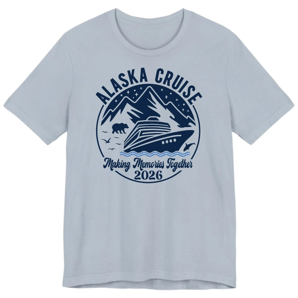 Minimalist Nautical Double Blue Ocean Waves Premium T-Shirt in Light Blue