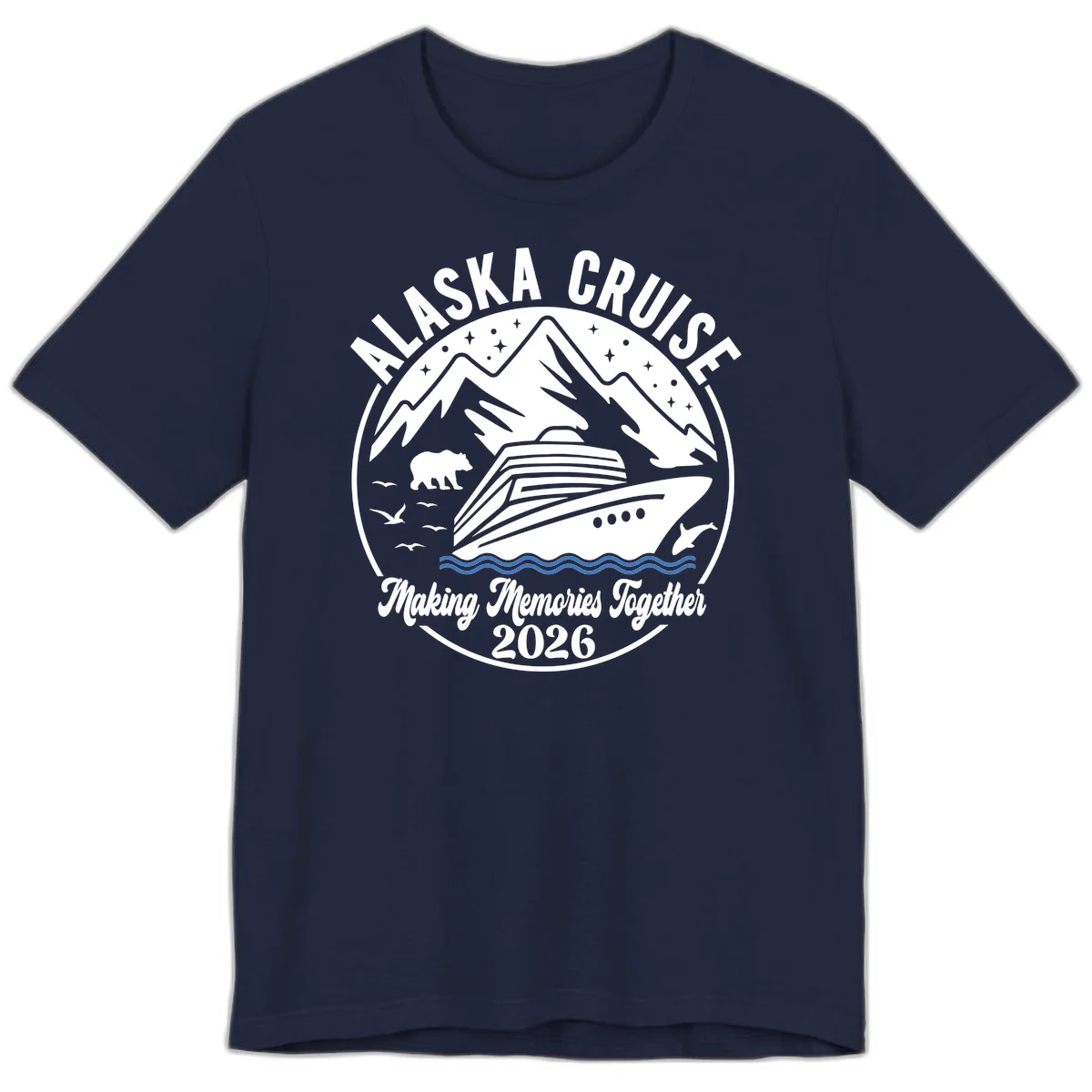 Minimalist Nautical Double Blue Ocean Waves Premium T-Shirt in Navy