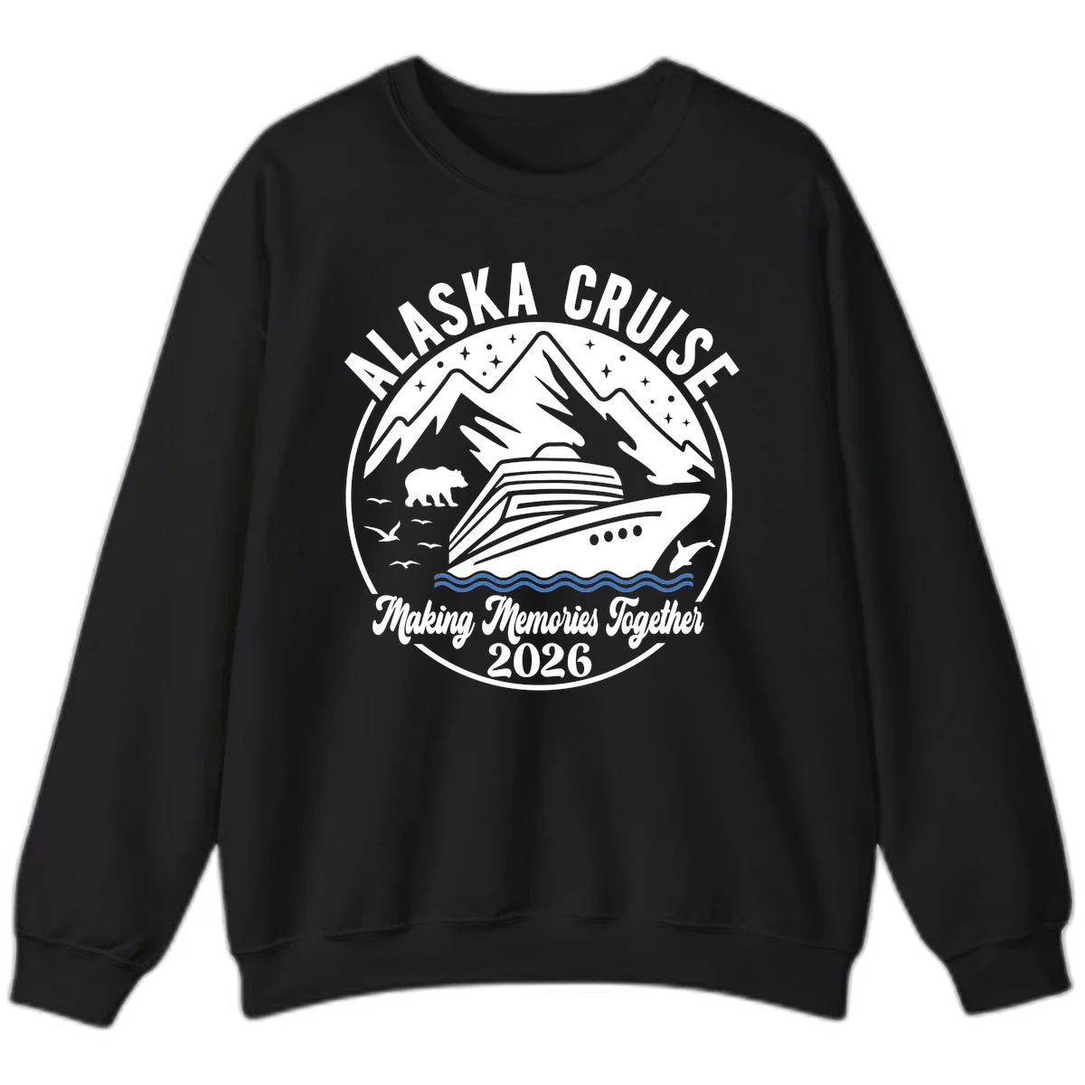 Minimalist Nautical Double Blue Ocean Waves Sweatshirt in Black