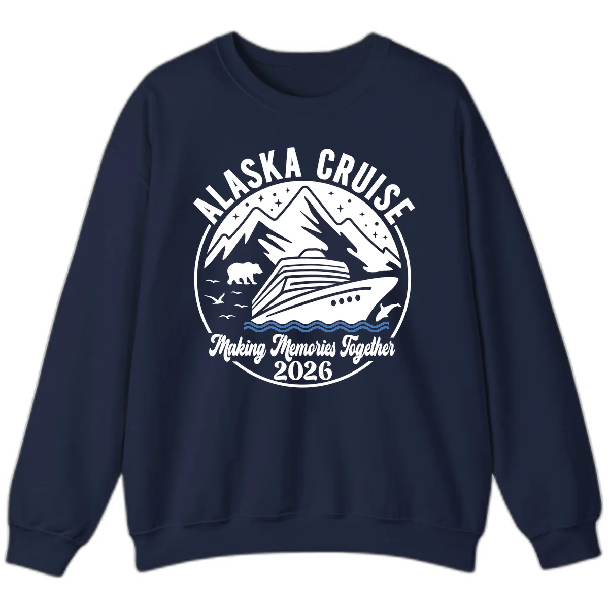 Minimalist Nautical Double Blue Ocean Waves Sweatshirt in Navy