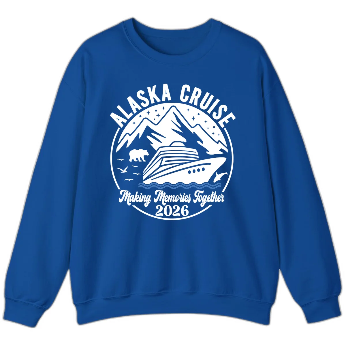 Minimalist Nautical Double Blue Ocean Waves Sweatshirt in Royal