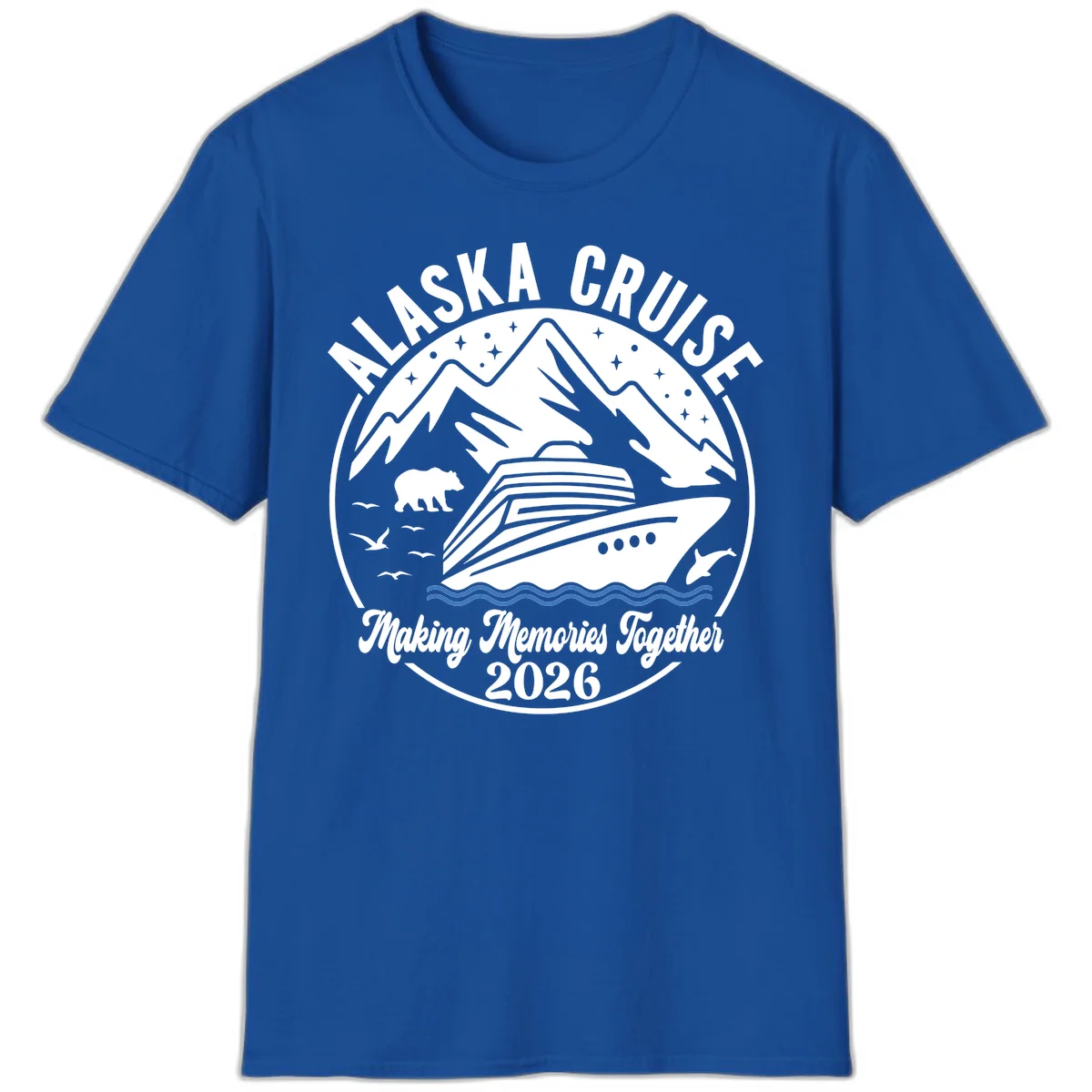 Minimalist Nautical Double Blue Ocean Waves T-Shirt in Royal