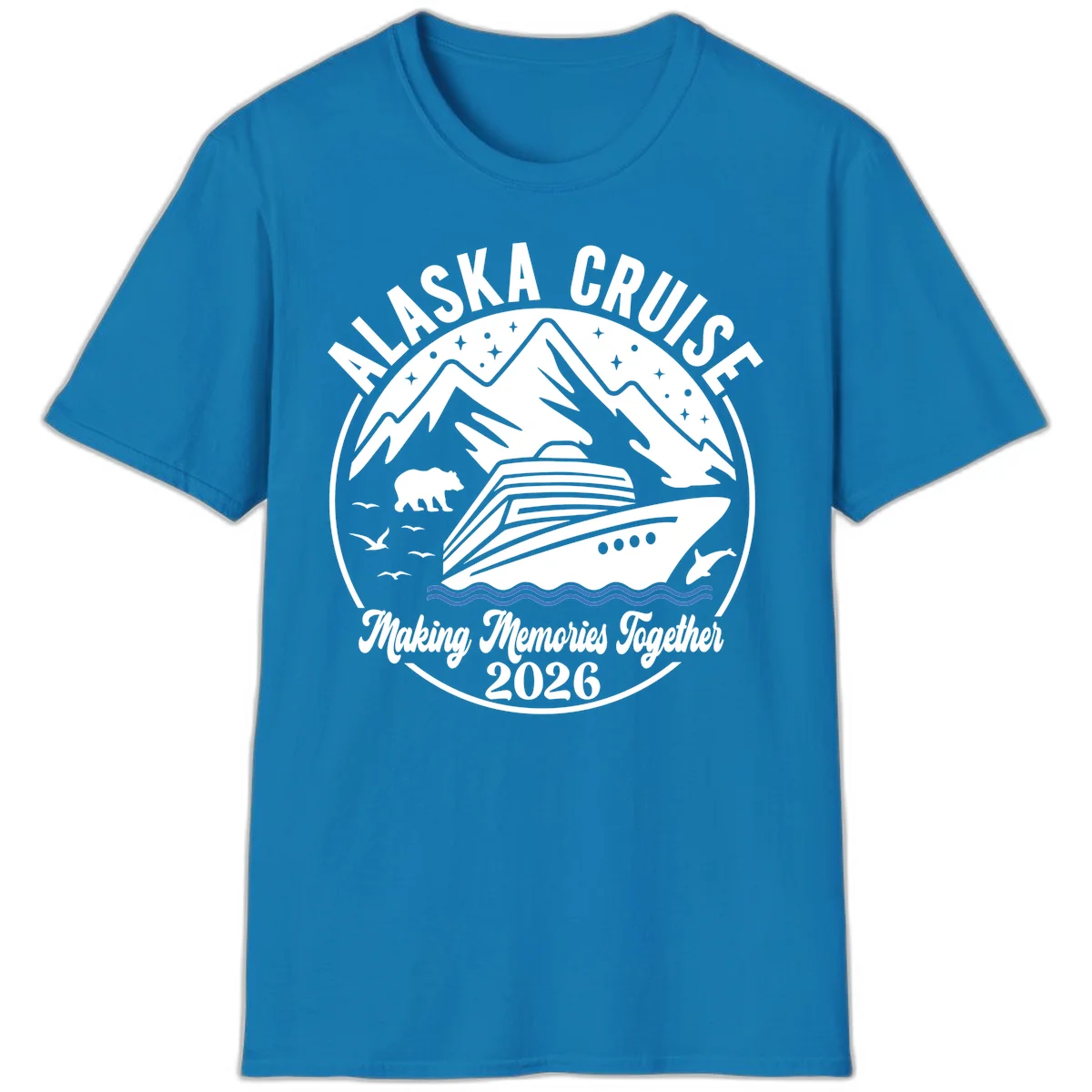 Minimalist Nautical Double Blue Ocean Waves T-Shirt in Sapphire