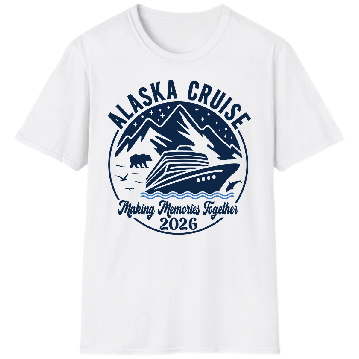 Minimalist Nautical Double Blue Ocean Waves T-Shirt in White