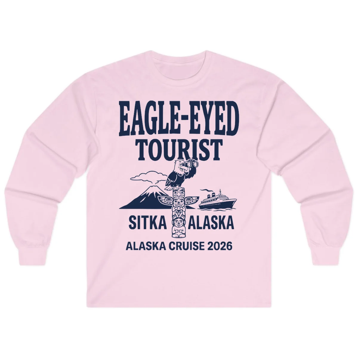 Eagle-Eyed Tourist Sitka Alaska Long Sleeve in Light Pink