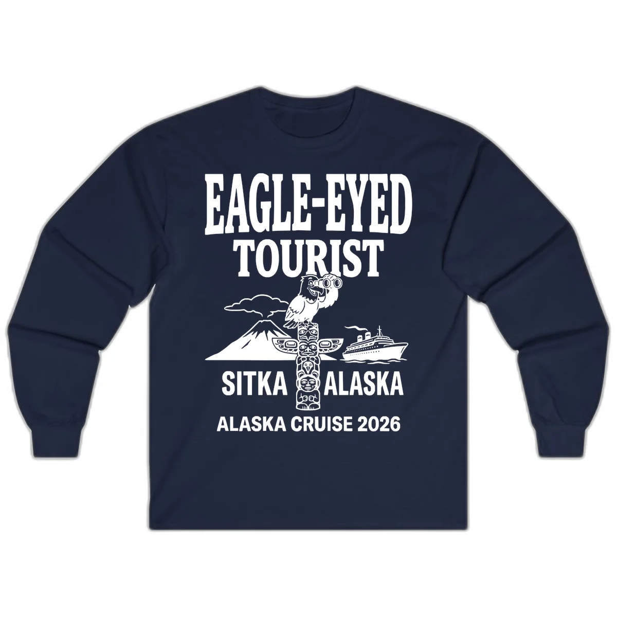 Eagle-Eyed Tourist Sitka Alaska Long Sleeve in Navy