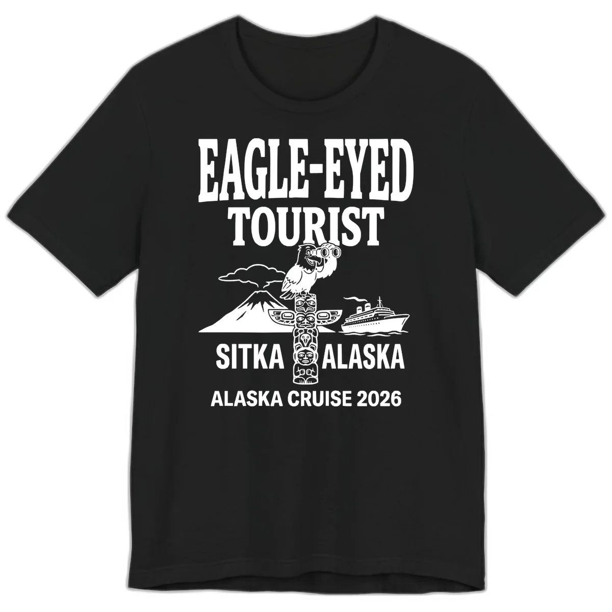 Eagle-Eyed Tourist Sitka Alaska Premium Tee in Black