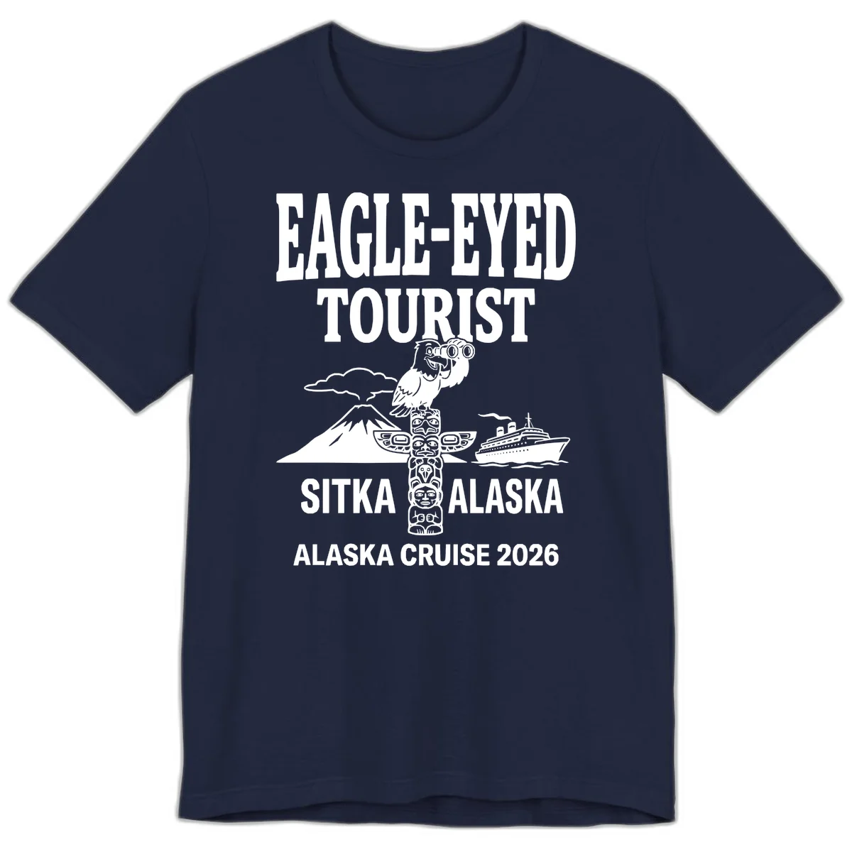 Eagle-Eyed Tourist Sitka Alaska Premium Tee in Navy