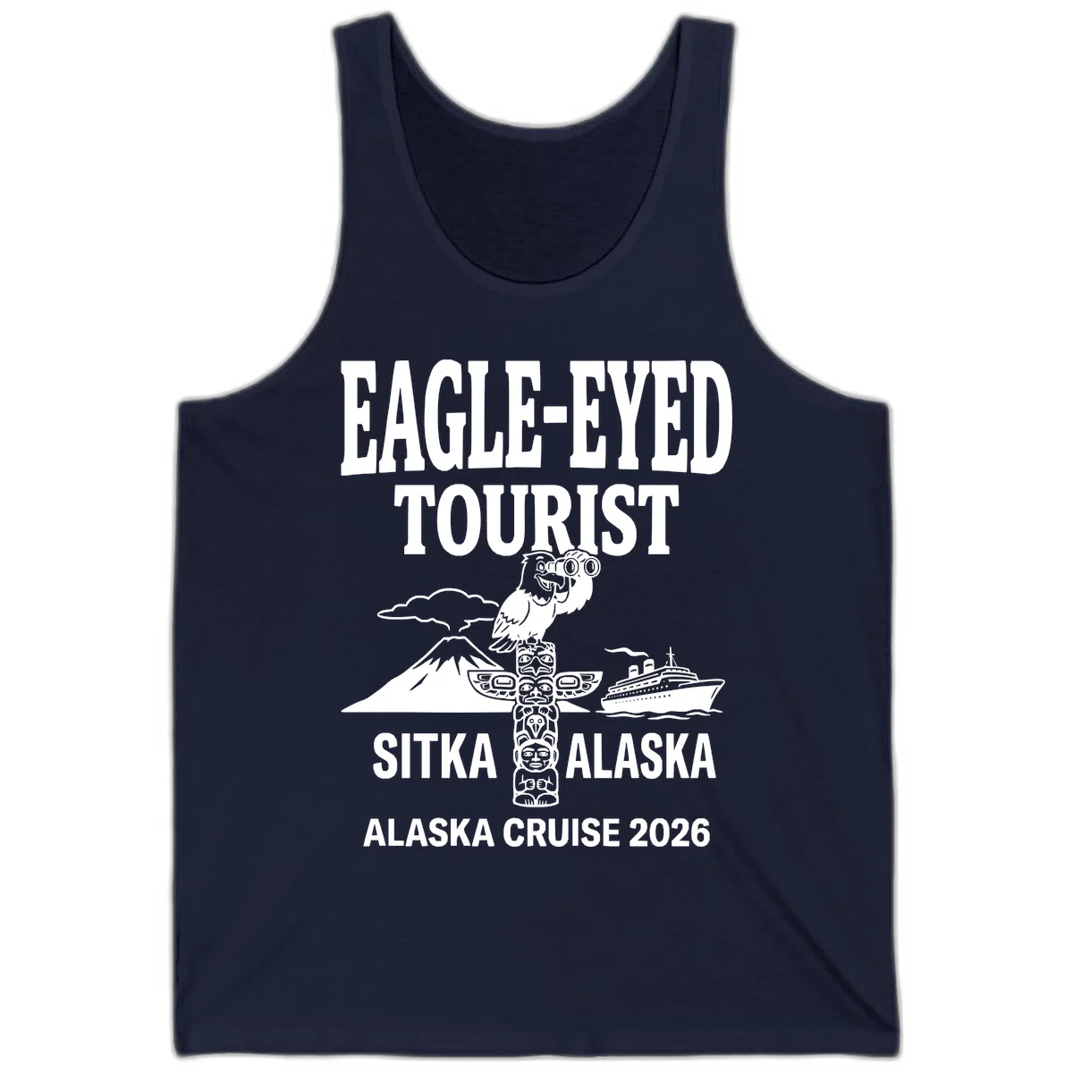Eagle-Eyed Tourist Sitka Alaska Tank in Navy