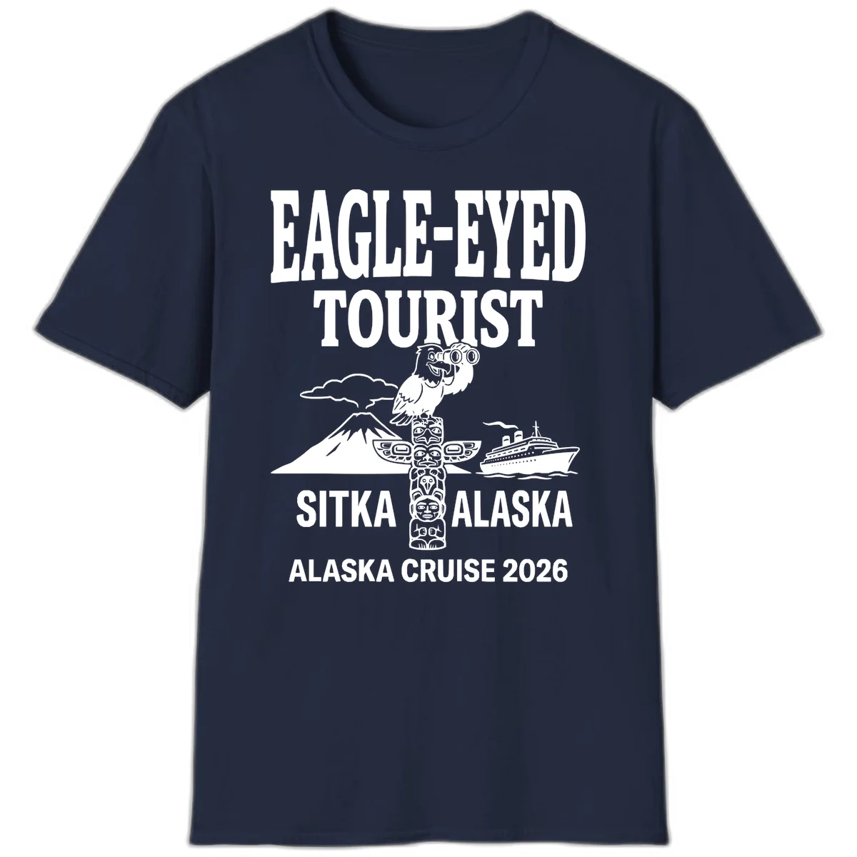 Eagle-Eyed Tourist Sitka Alaska T-Shirt in Navy