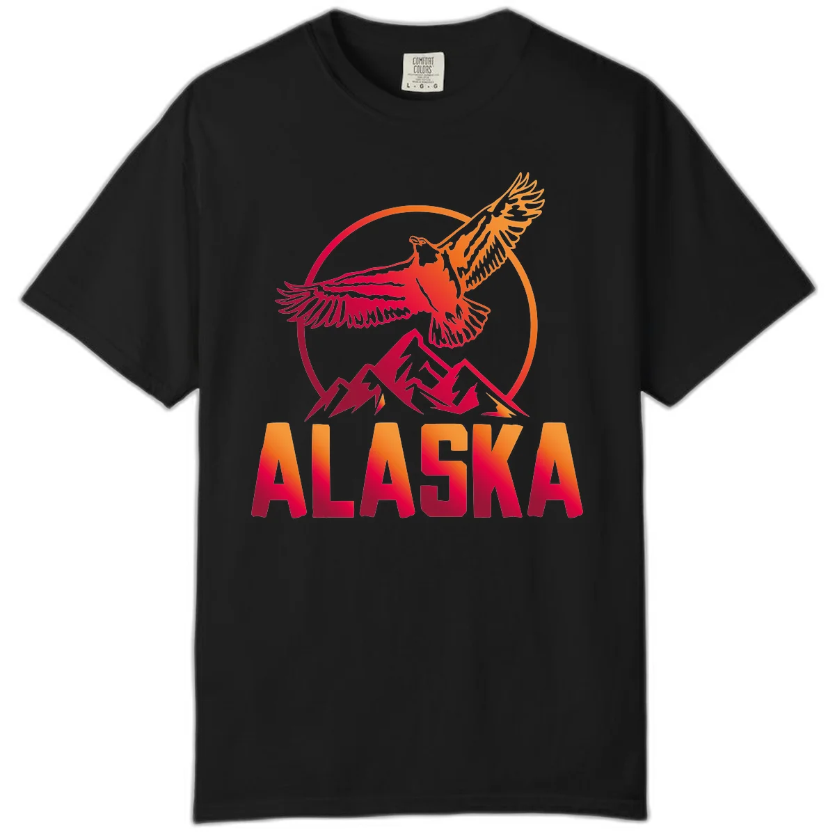 Soaring Eagle Alaska Mountains Comfort Color in Black
