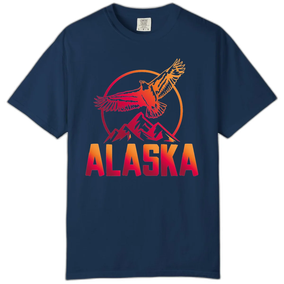 Soaring Eagle Alaska Mountains Comfort Color in Navy
