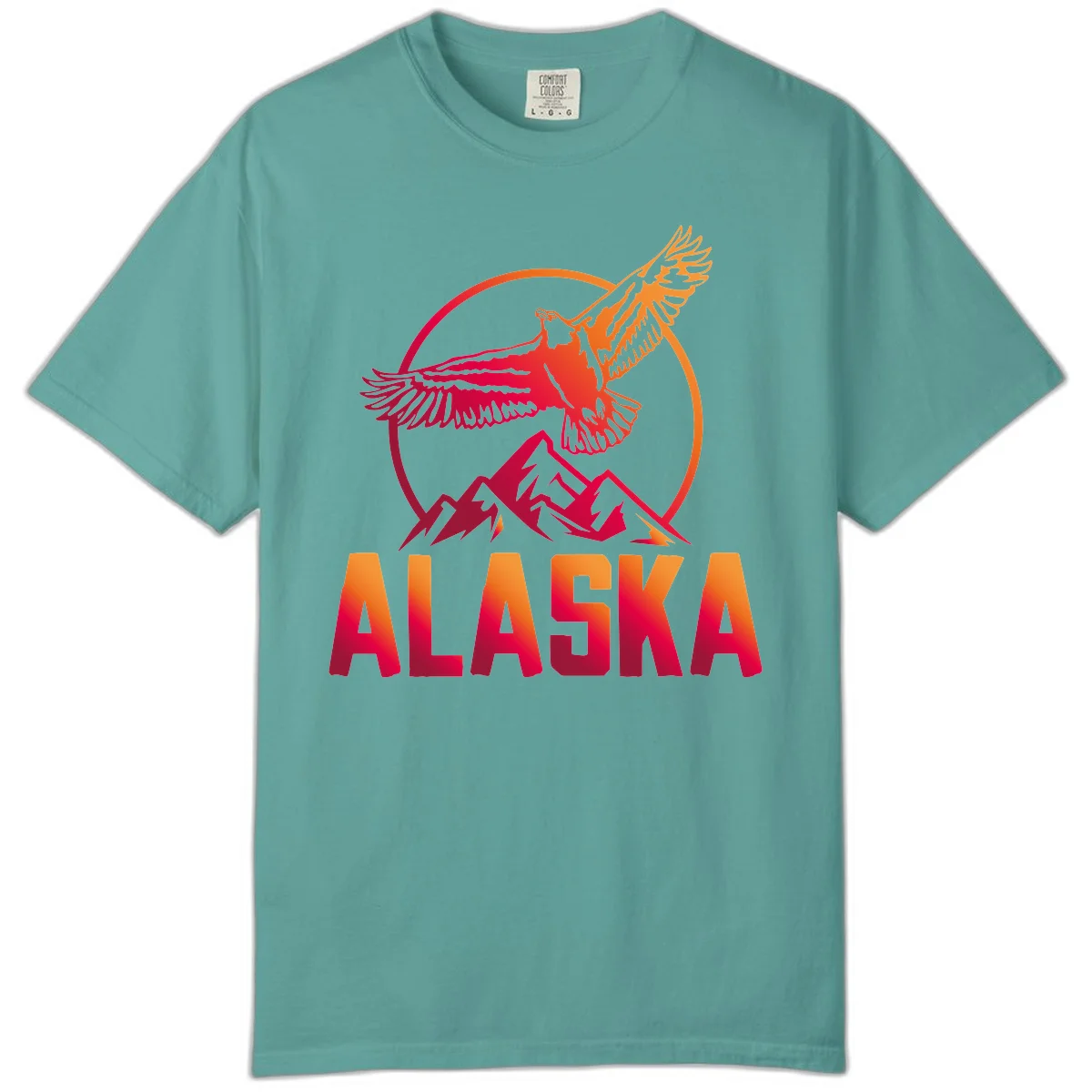 Soaring Eagle Alaska Mountains Comfort Color in Seafoam