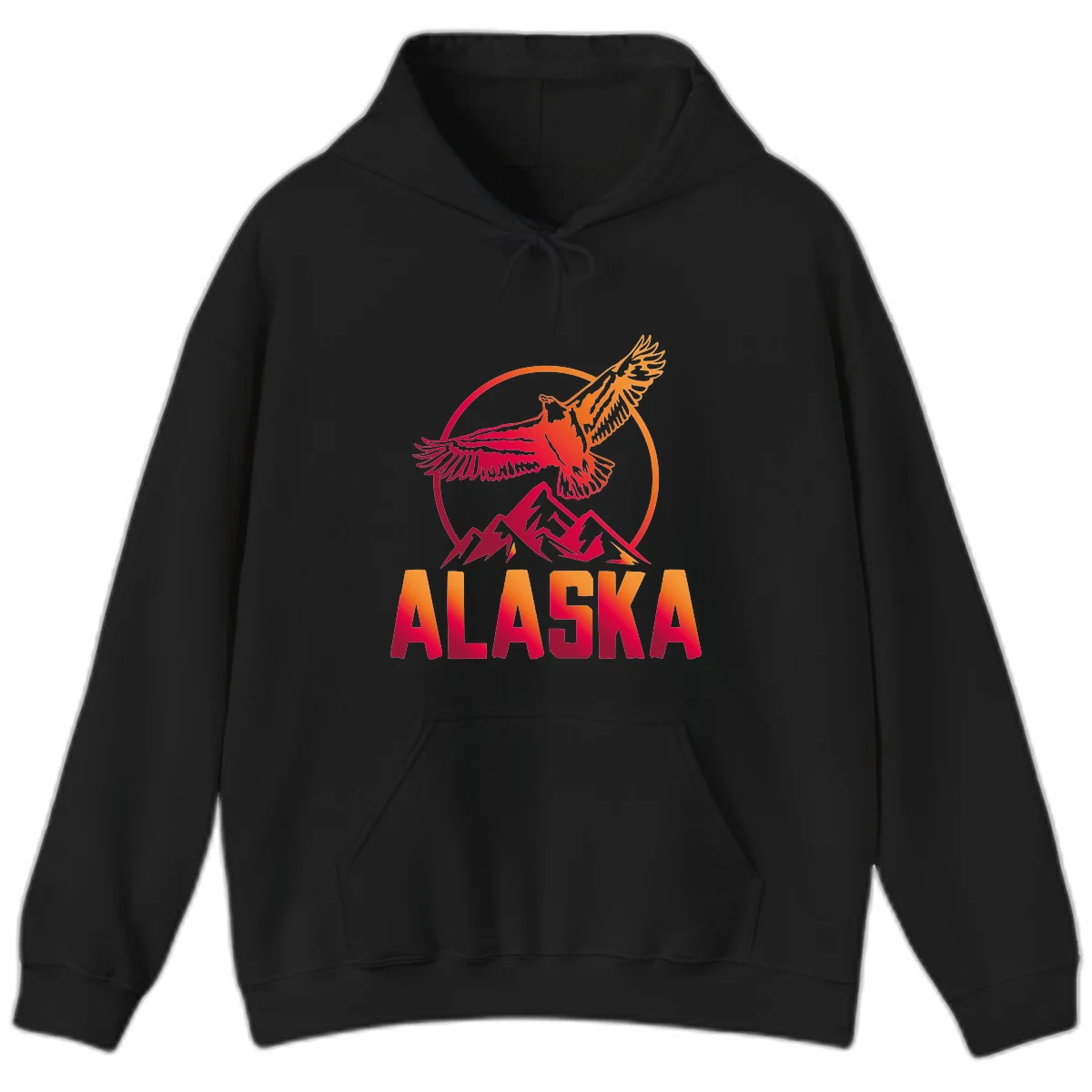 Soaring Eagle Alaska Mountains Hoodie in Black