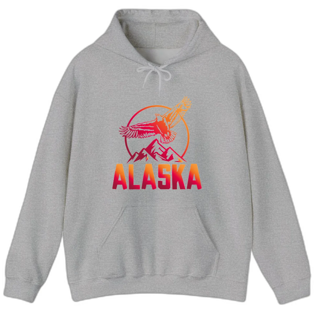 Soaring Eagle Alaska Mountains Hoodie in Sport Grey