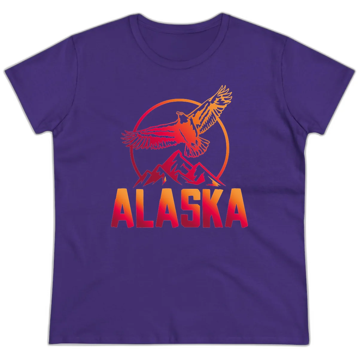 Soaring Eagle Alaska Mountains Ladies Tee in Purple