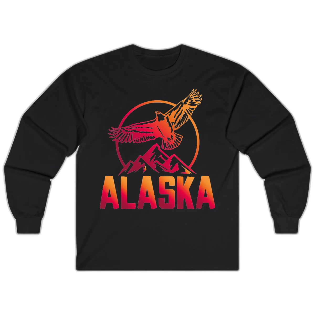 Soaring Eagle Alaska Mountains Long Sleeve in Black