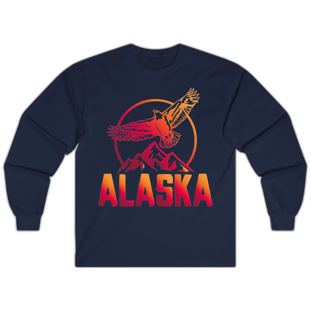 Soaring Eagle Alaska Mountains Long Sleeve in Navy