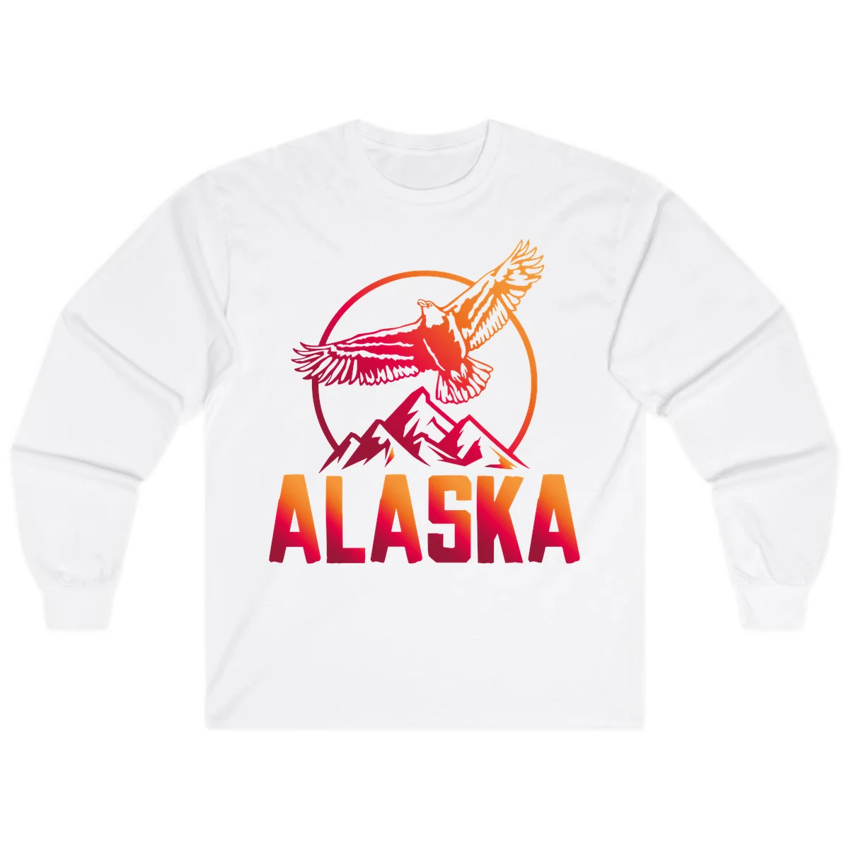 Soaring Eagle Alaska Mountains Long Sleeve in White