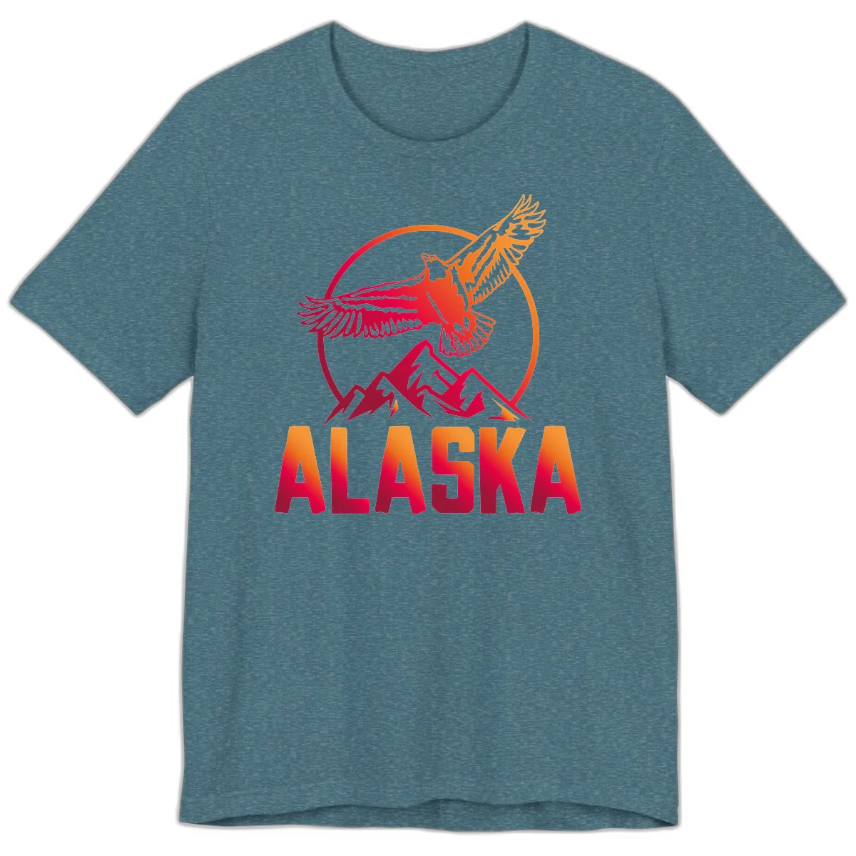 Soaring Eagle Alaska Mountains Premium Tee in Heather Deep Teal