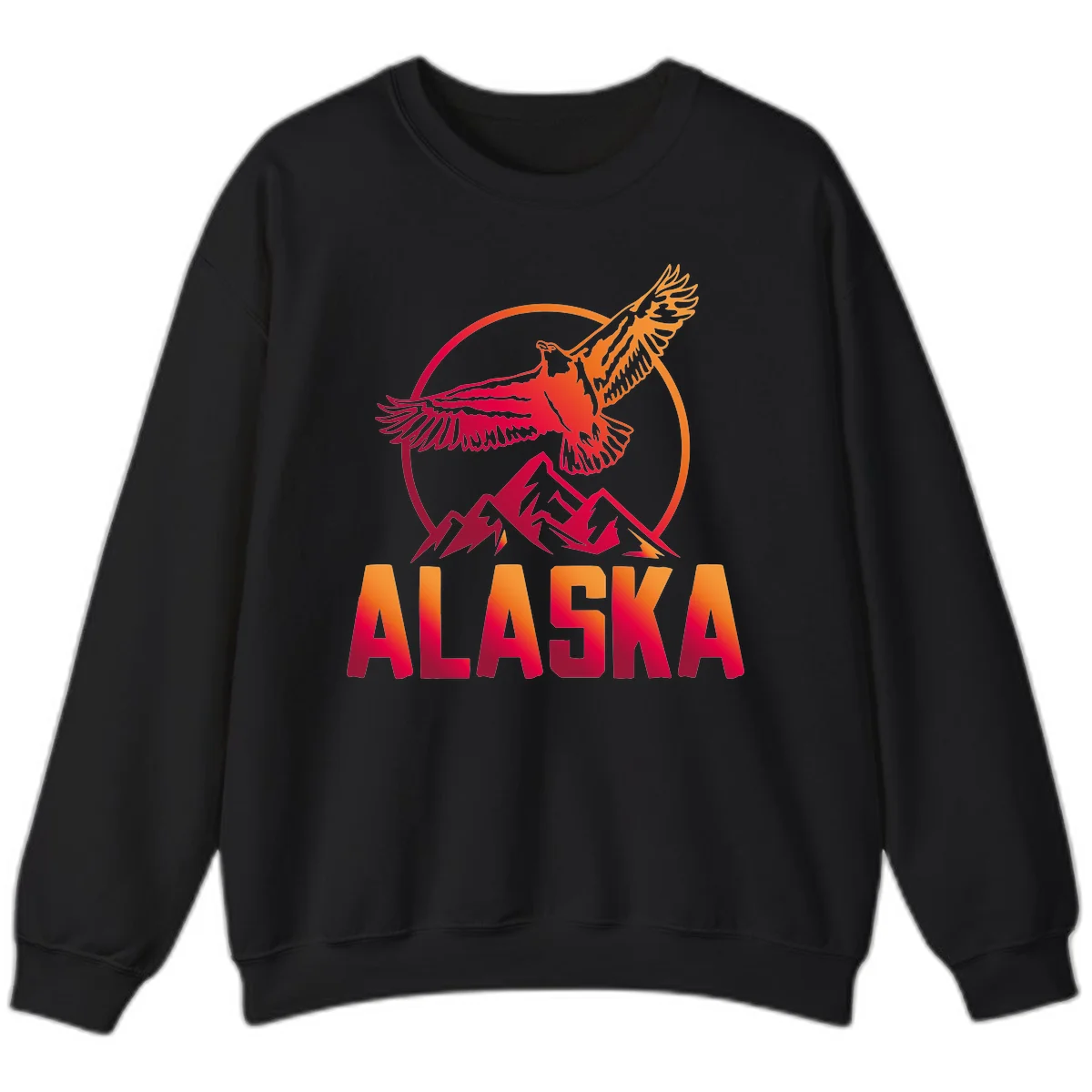 Soaring Eagle Alaska Mountains Sweatshirt in Black