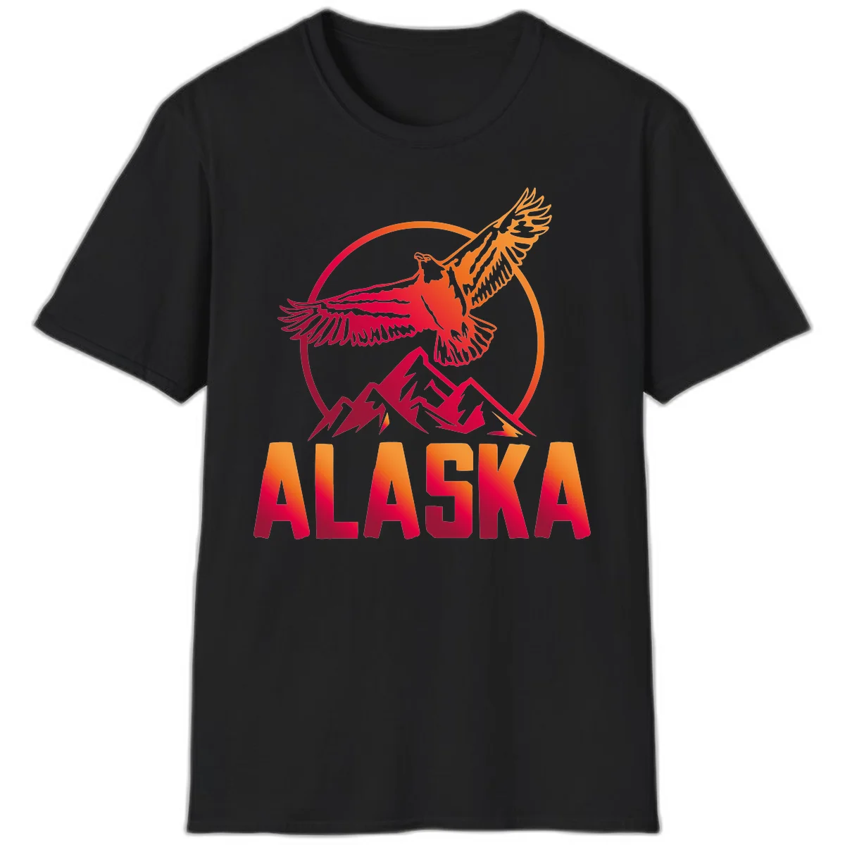Soaring Eagle Alaska Mountains T-Shirt in Black