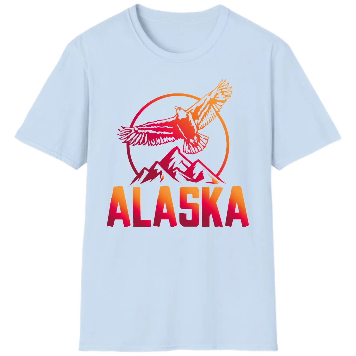 Soaring Eagle Alaska Mountains T-Shirt in Light Blue