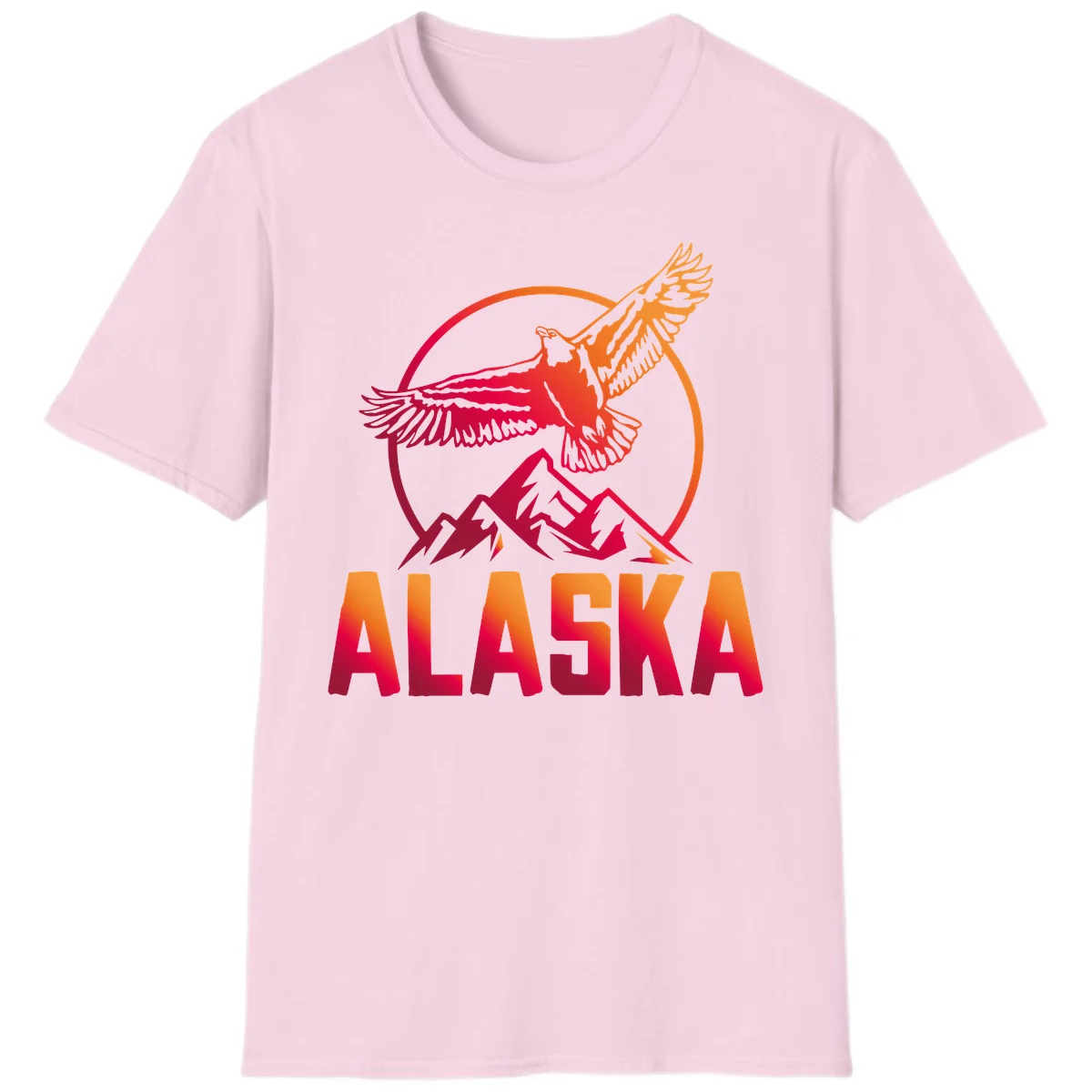 Soaring Eagle Alaska Mountains T-Shirt in Light Pink