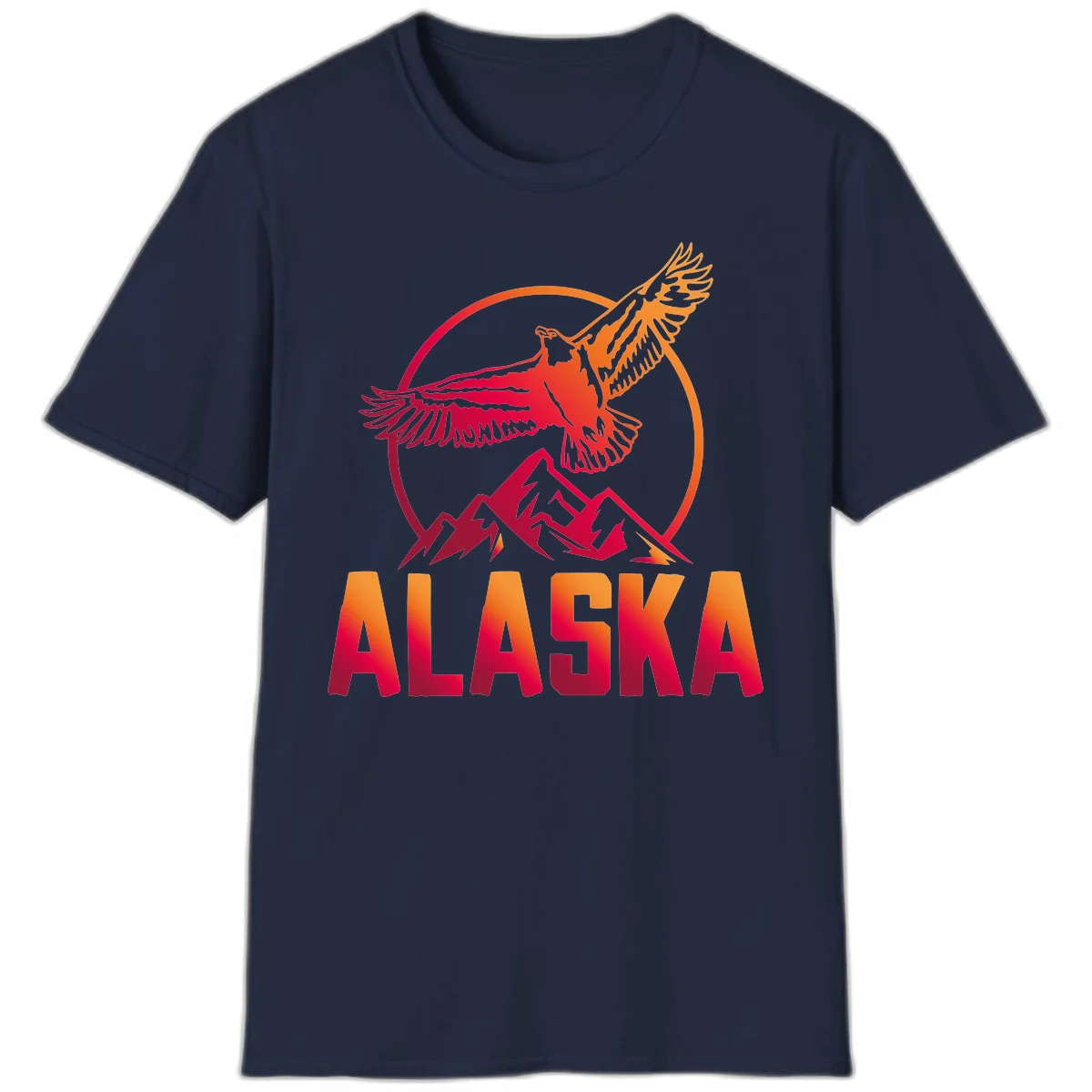Soaring Eagle Alaska Mountains T-Shirt in Navy