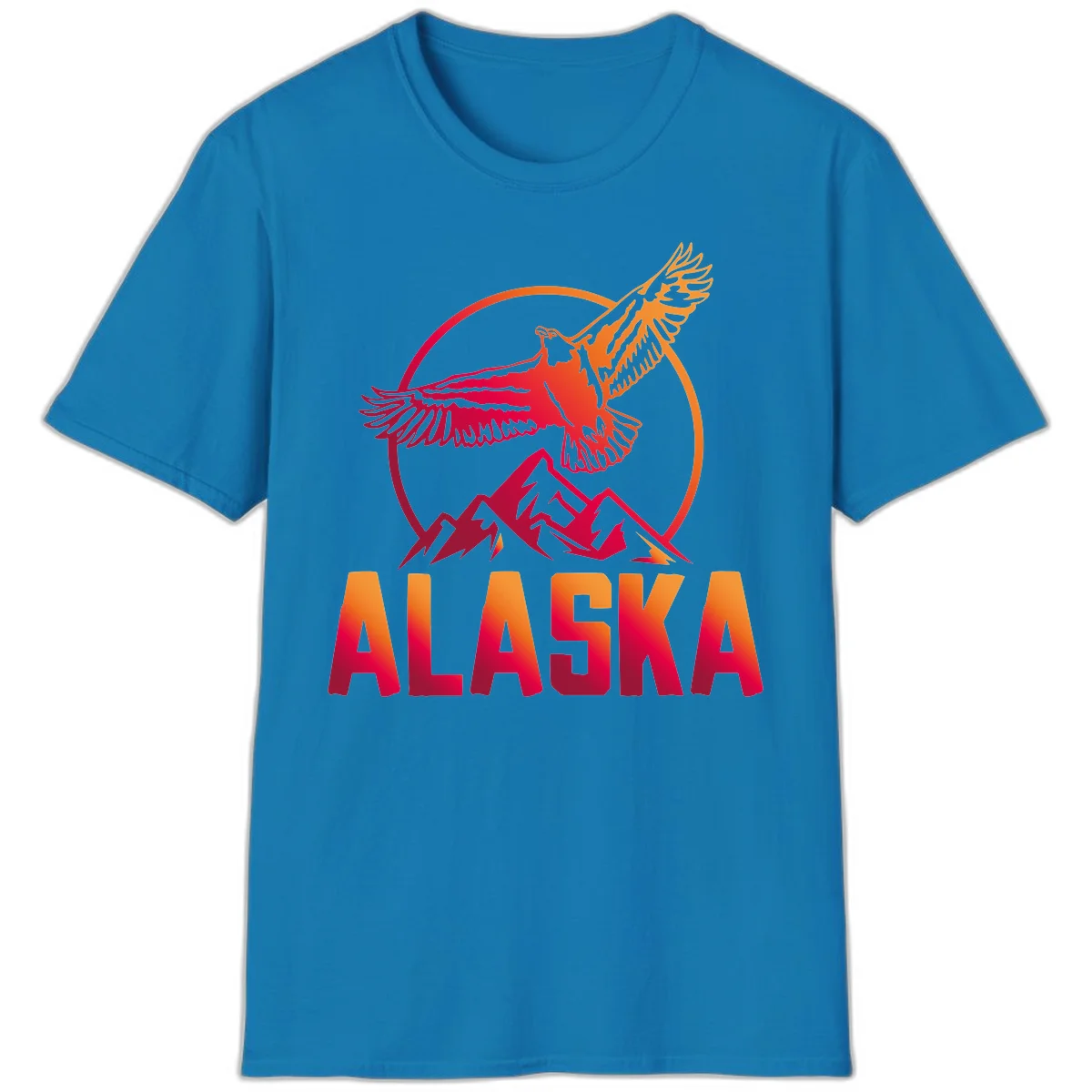 Soaring Eagle Alaska Mountains T-Shirt in Sapphire