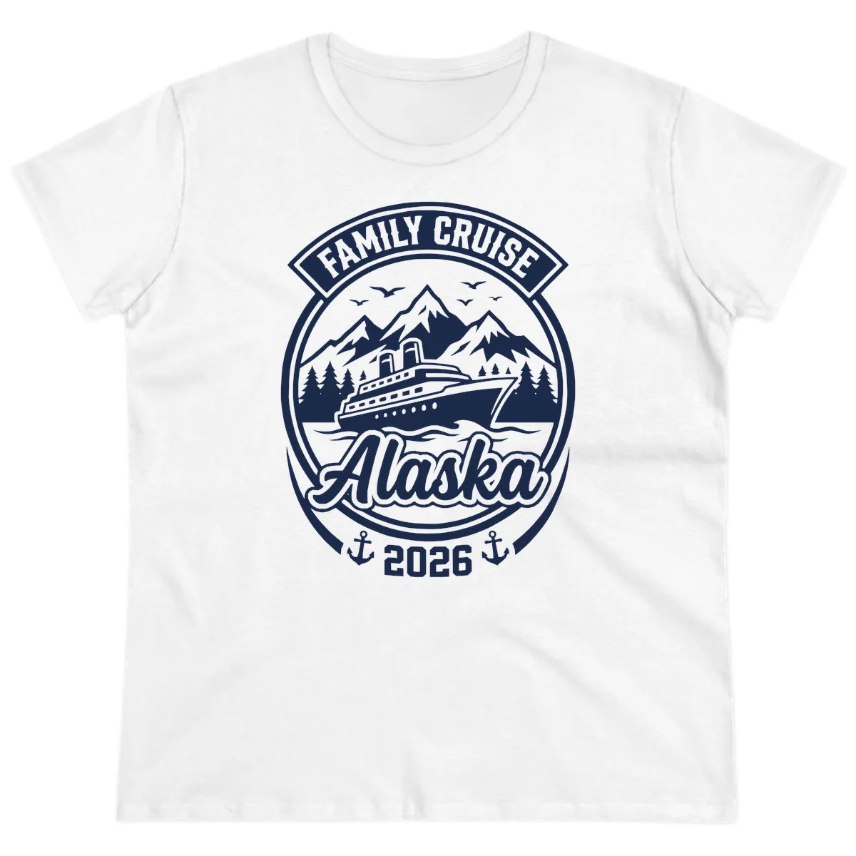 Family Cruise Alaska Badge Ladies Tee in White