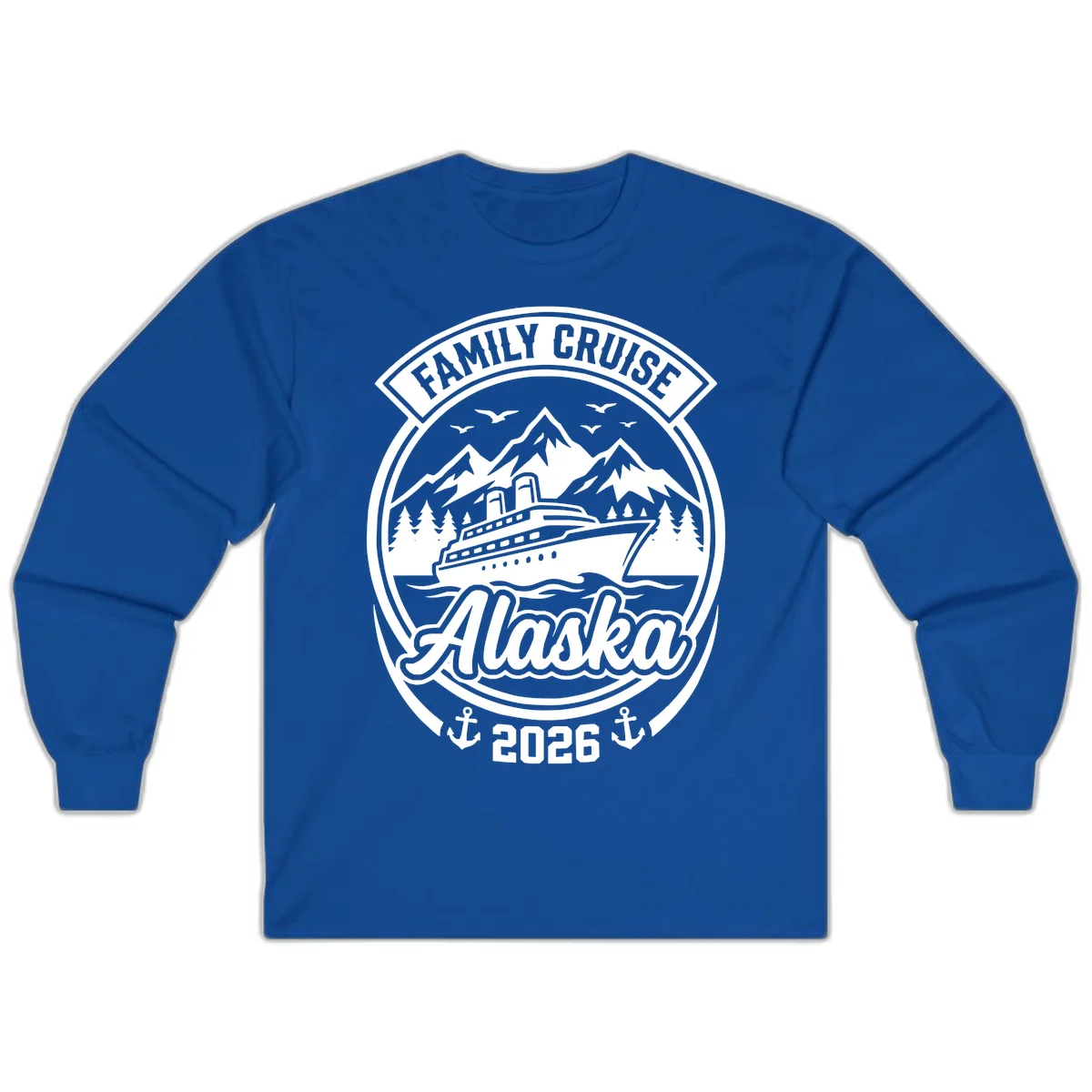Family Cruise Alaska Badge Long Sleeve Tee in Royal