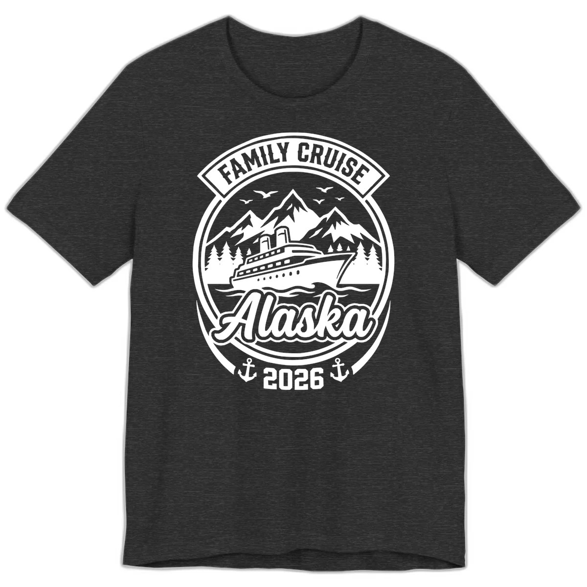 Family Cruise Alaska Badge Design Premium Tee in Dark Grey Heather
